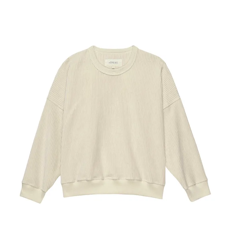 The Great - The Corduroy Teammate Sweatshirt in Washed White
