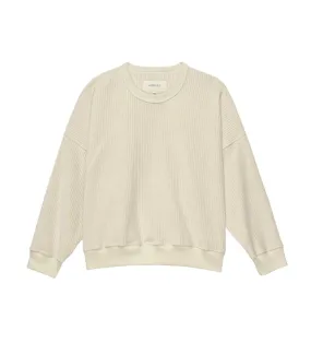 The Great - The Corduroy Teammate Sweatshirt in Washed White