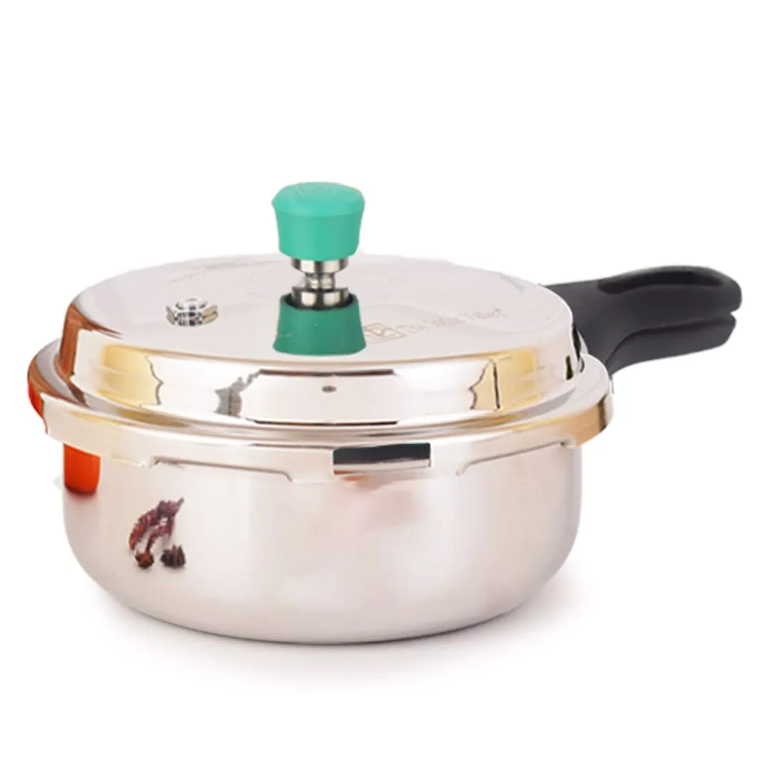 The Indus Valley Tri-ply Stainless Steel Outer Lid Pressure Pan | Small, 3 Litres, 1.8kg | Induction friendly | ISI-Certified, Nonstick 3-Layer Body, 100% Pure & Toxin-free, 5 Years Warranty