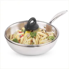 The Indus Valley Triply Stainless Steel Fry Pan with Glass Lid | Medium, 24cm/9.4 inch, 1.7Ltr, 1kg | Induction Friendly | Nonstick 3-Layer Body, 100% Pure & Toxin-Free