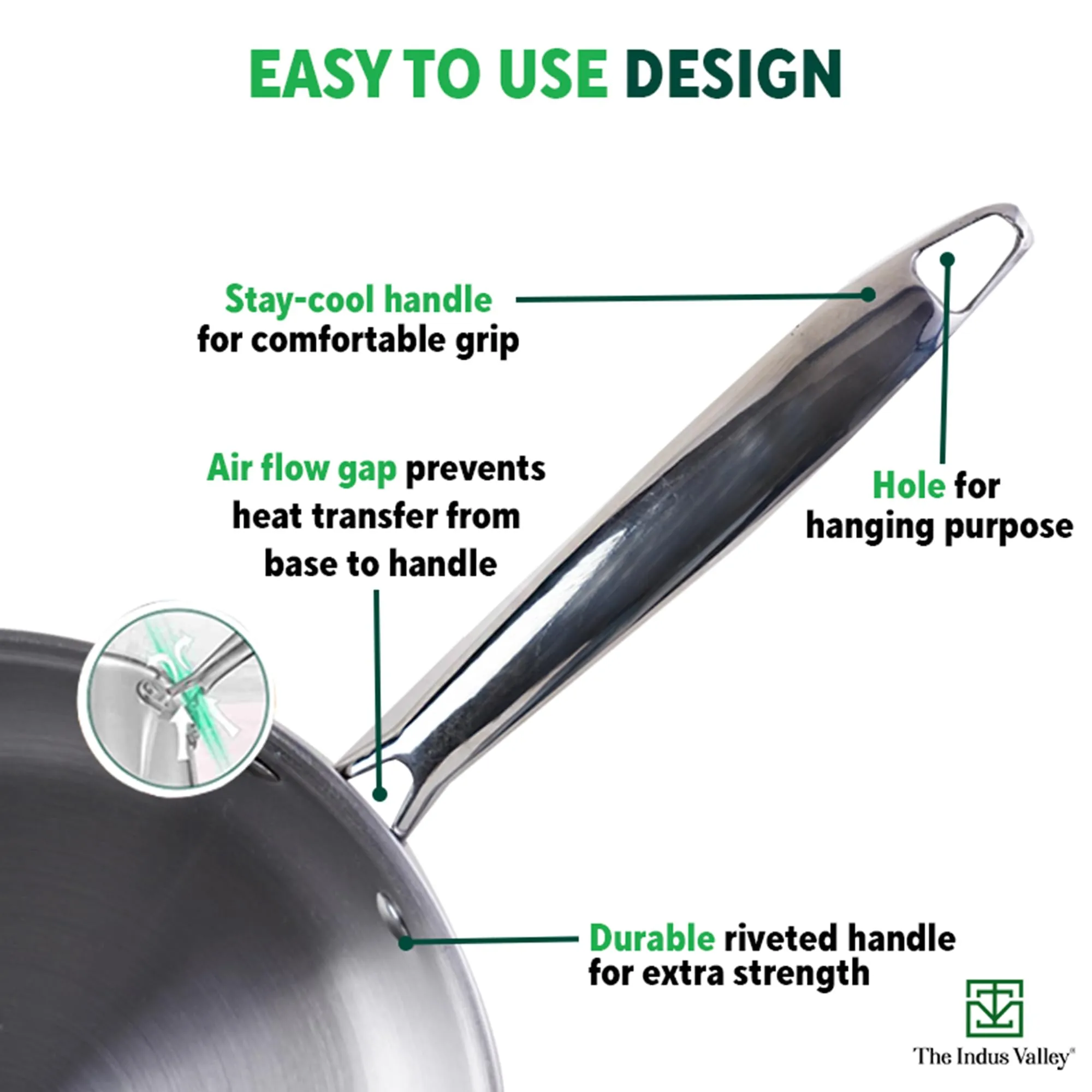 The Indus Valley Triply Stainless Steel Fry Pan with Glass Lid | Medium, 24cm/9.4 inch, 1.7Ltr, 1kg | Induction Friendly | Nonstick 3-Layer Body, 100% Pure & Toxin-Free