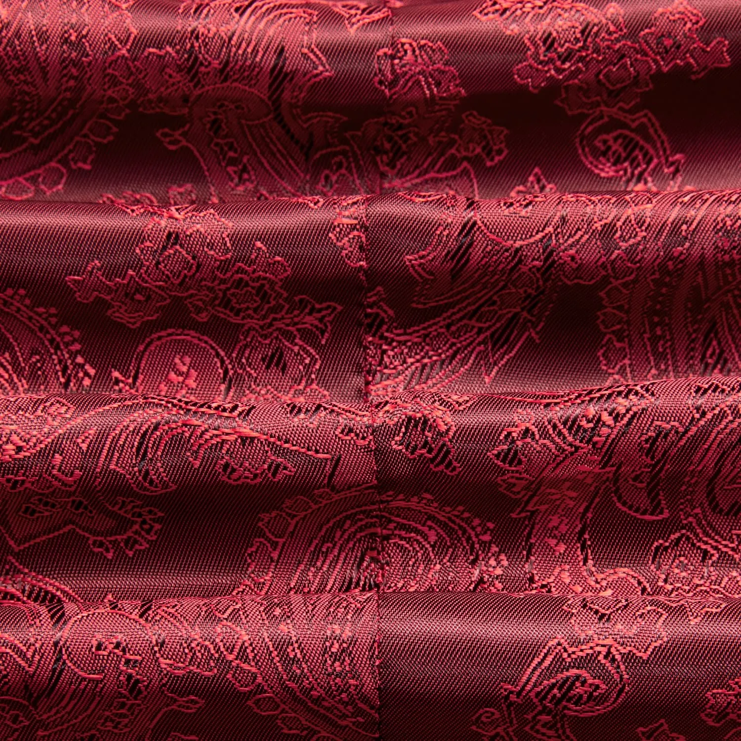 Ties2you Dress Suit for Men Cherry Red Paisley Notched Collar Silk Suit