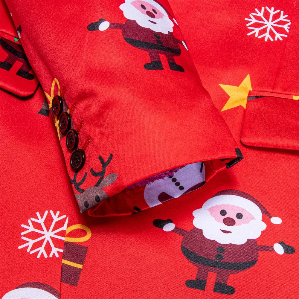 Ties2you Mens Silk Suit Jacket Red Santa Claus Christmas Festival Suit