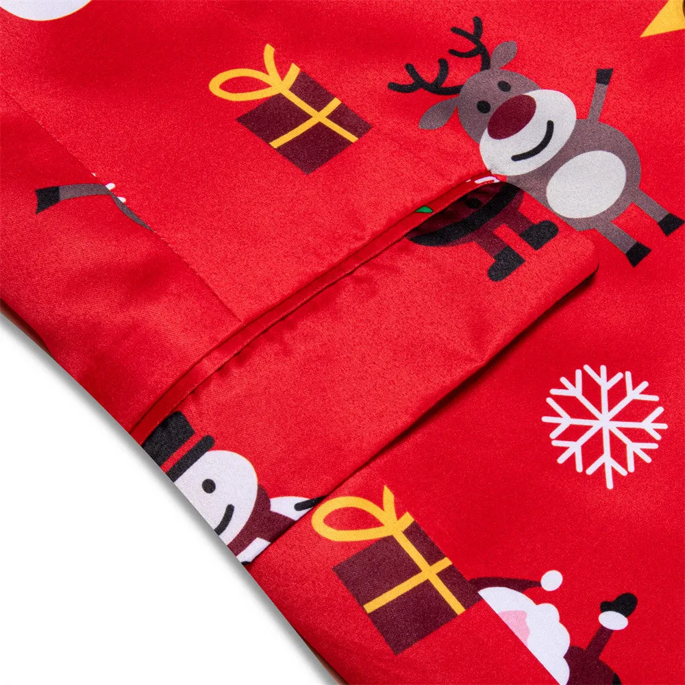 Ties2you Mens Silk Suit Jacket Red Santa Claus Christmas Festival Suit