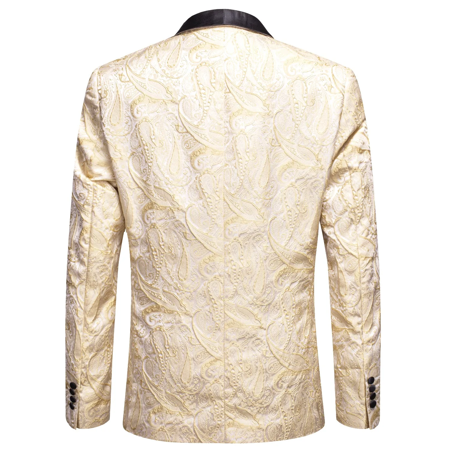 Ties2you Men's Suit Champagne Shawl Collar Embroidered Floral Suit For Party