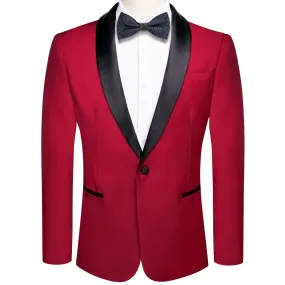Ties2you Men's Suit Fire Brick Red Solid Shawl Collar Silk Suit