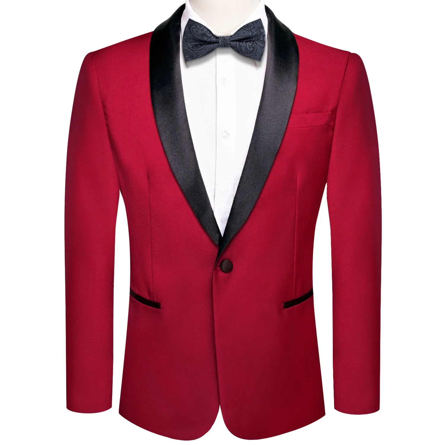Ties2you Men's Suit Fire Brick Red Solid Shawl Collar Silk Suit