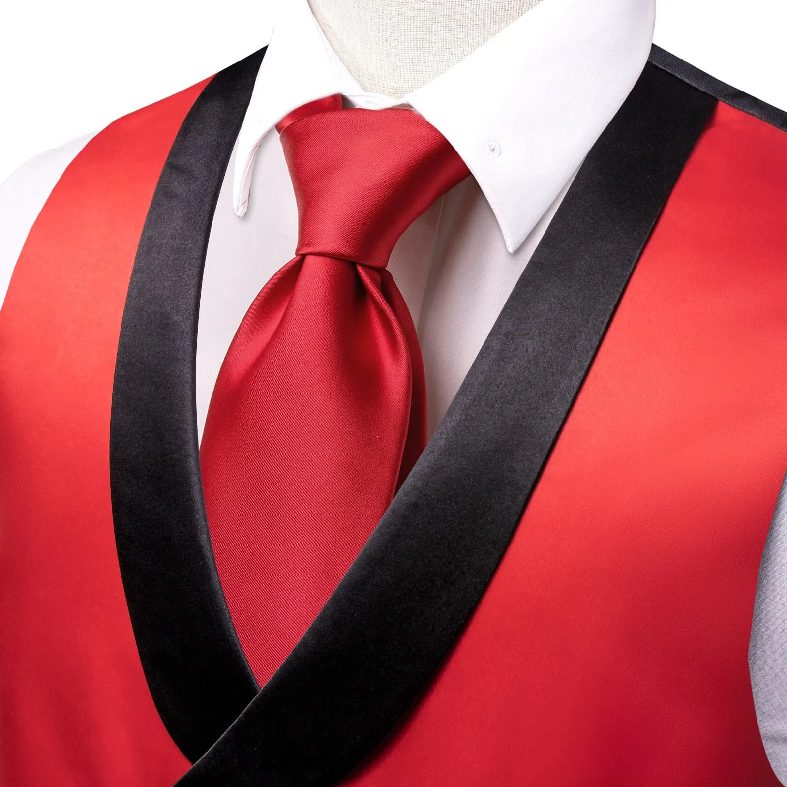 Ties2you Tuxedo Vest Rose Madder Red Shawl Collar Silk Mens Double Breasted Vest