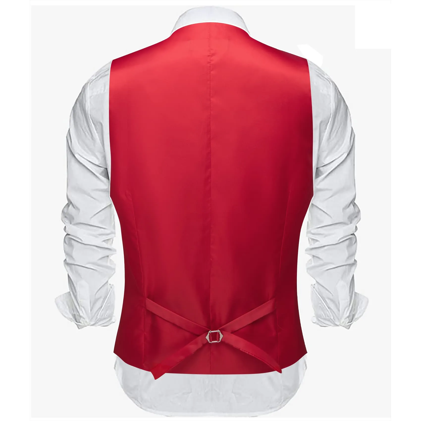 Ties2you Work Vest Cardinal Red Solid Button Silk Mens Dress Vest Jacket for Wedding