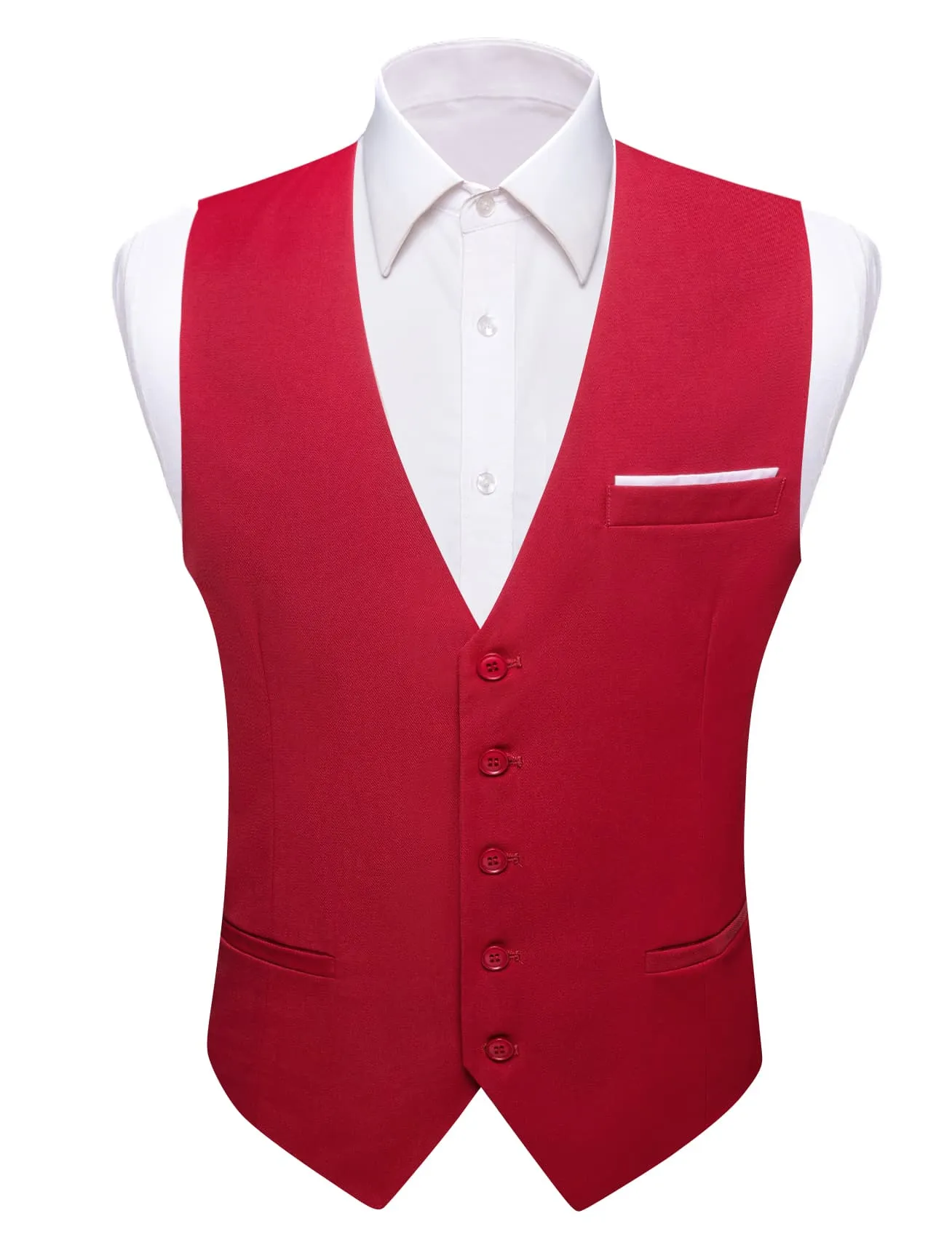 Ties2you Work Vest Cardinal Red Solid Button Silk Mens Dress Vest Jacket for Wedding