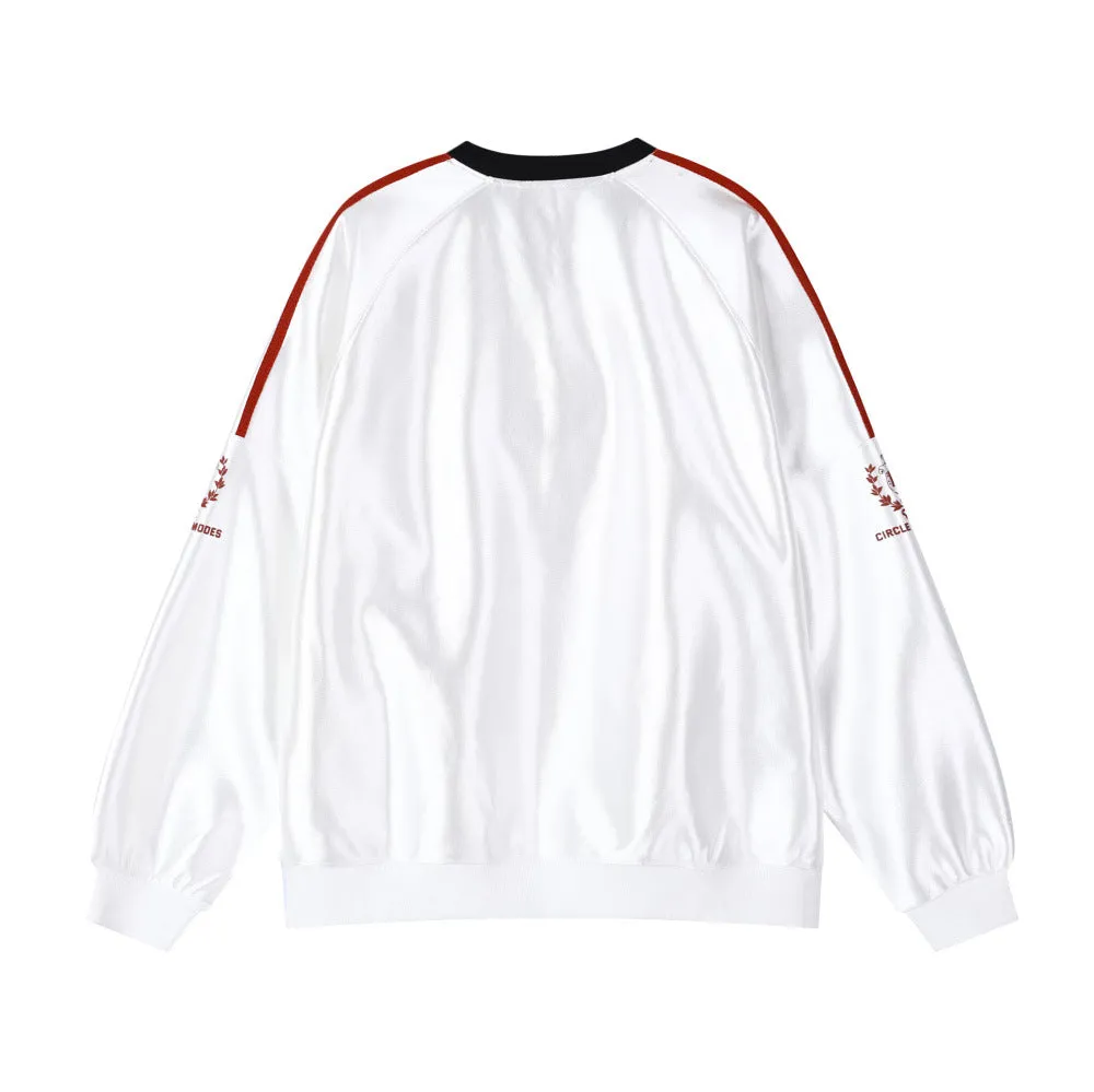 Toleet  Autumn American Retro Sports Style Jersey V-neck Loose Men's and Women's Neutral Sweater