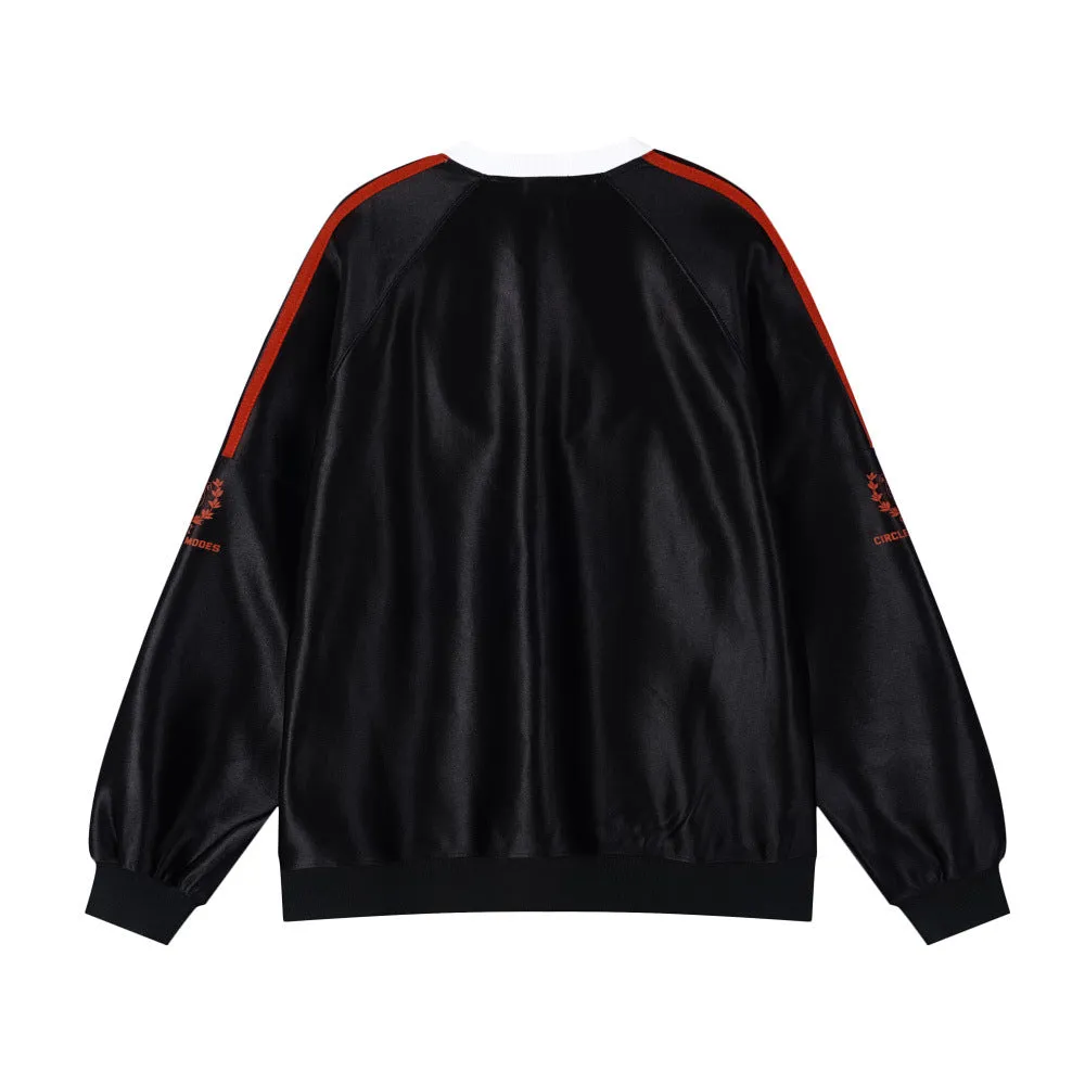 Toleet  Autumn American Retro Sports Style Jersey V-neck Loose Men's and Women's Neutral Sweater