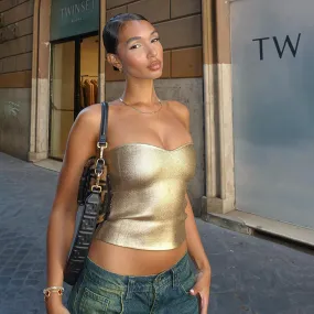 Toleet birthday outfit Women's 2024 Summer New Solid Color Casual Tube Top Cropped Sleeveless Bronzing Slim Vest Top