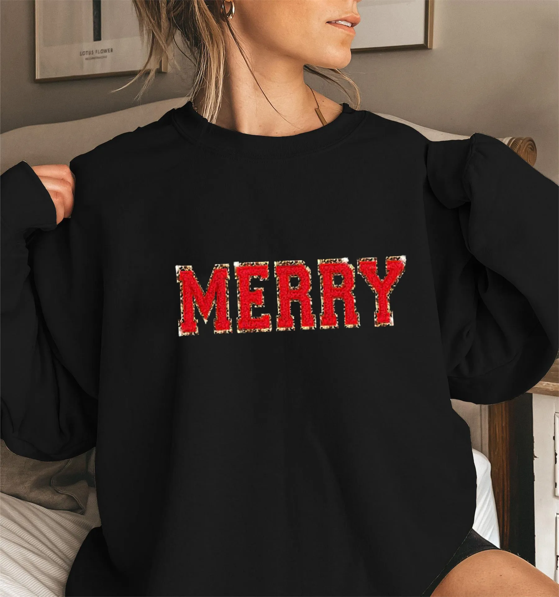 Toleet Black Friday Cyber Monday Christmas Printed Casual round Neck Women's Sweater Long Sleeve