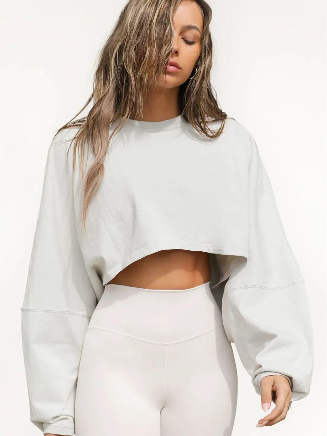 Toleet fall inspo outfits Autumn Sweater Women's Solid Color Short Pullover Loose Cropped Top round Neck Sweatshirt