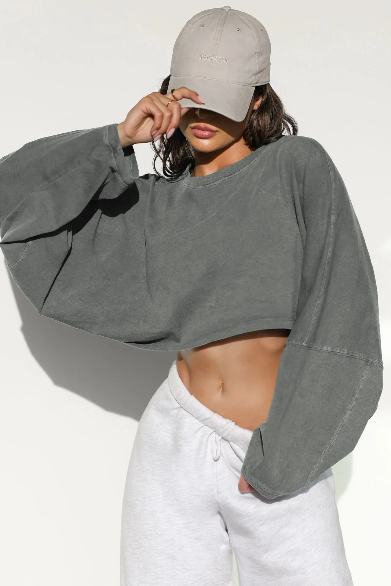 Toleet fall inspo outfits Autumn Sweater Women's Solid Color Short Pullover Loose Cropped Top round Neck Sweatshirt