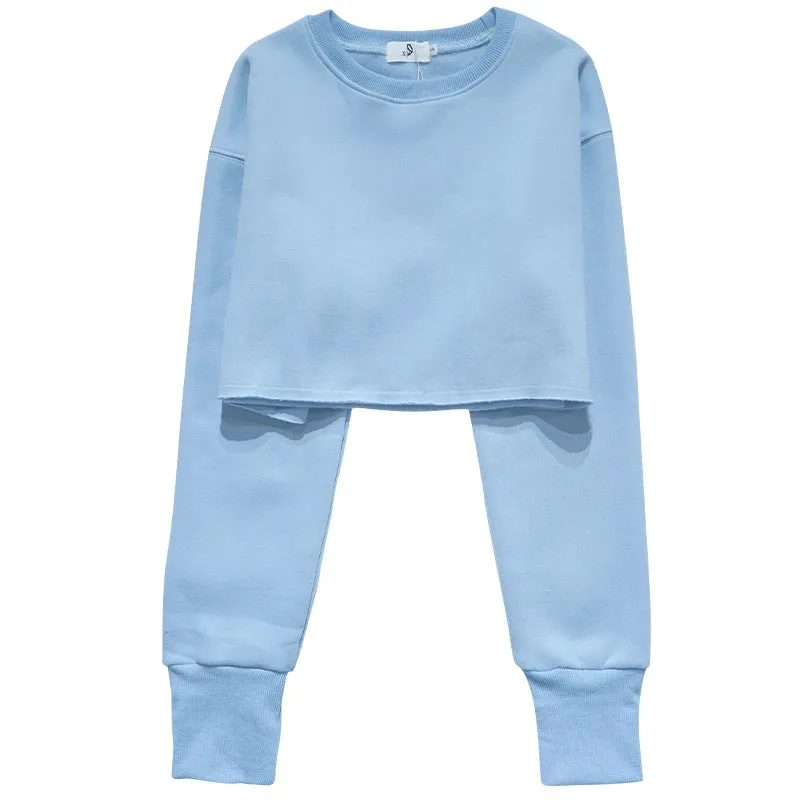 Toleet fall inspo outfits Women's Short Cropped Cropped Sweater Fleece-lined Pullover Long Sleeve Yoga Fitness Sportswear Top