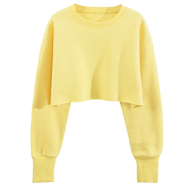Toleet fall inspo outfits Women's Short Cropped Cropped Sweater Fleece-lined Pullover Long Sleeve Yoga Fitness Sportswear Top