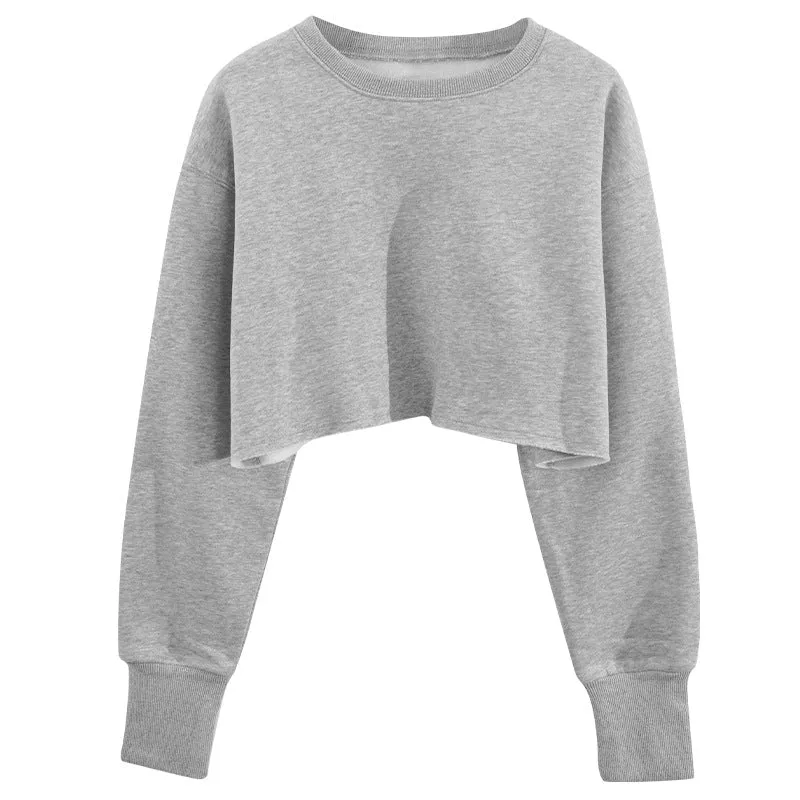 Toleet fall inspo outfits Women's Short Cropped Cropped Sweater Fleece-lined Pullover Long Sleeve Yoga Fitness Sportswear Top