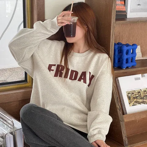 Toleet fall street women's outfits Spring and Autumn Letter round Neck Pullover Sweater Women's Loose Korean Style Internet Celebrity American Retro Top Fashion