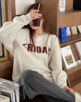 Toleet fall street women's outfits Spring and Autumn Letter round Neck Pullover Sweater Women's Loose Korean Style Internet Celebrity American Retro Top Fashion