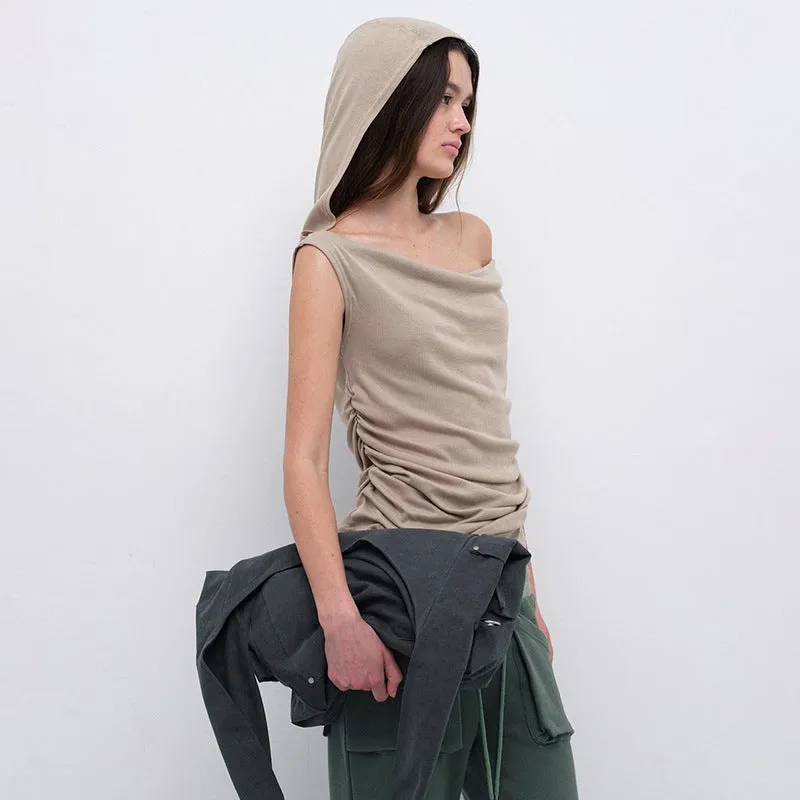 Toleet fashion inspo Ins2024 Style Summer New Women's Clothing Solid Color Slim Street Fashion Hooded Sleeveless Top for Women