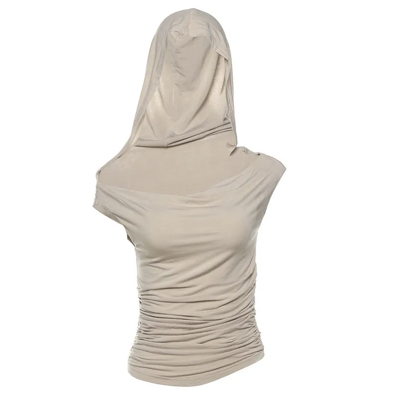 Toleet fashion inspo Ins2024 Style Summer New Women's Clothing Solid Color Slim Street Fashion Hooded Sleeveless Top for Women