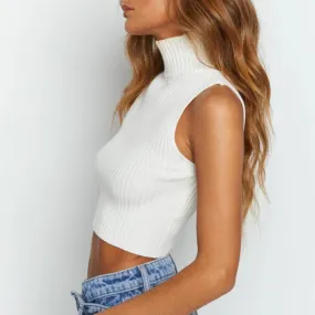 Toleet long 2024 Knitwear Hot Girl Pit Vest High Collar Sleeveless Solid Color Bottoming Shirt Outer Wear Women