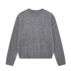 Toleet men’s fall fashion 2024 Cotton Pullover Sweater Autumn New Women's Pullover Loose Casual Soft Gray round Neck Basic Sweater