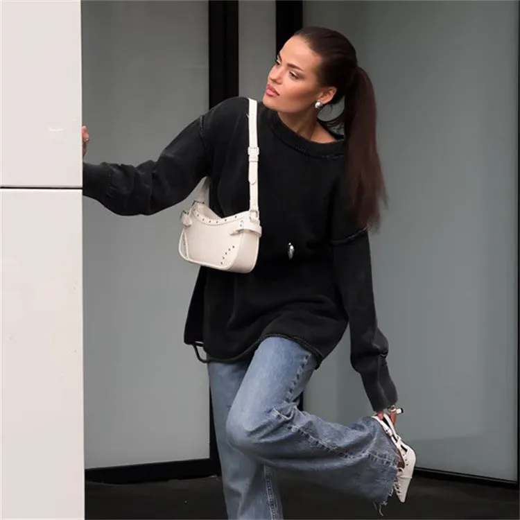 Toleet Women's Street Style christmas outfits Solid Color Pullover Sweater Autumn and Winter New 2024 round Neck Long Sleeve Bottoming Knitted Sweater