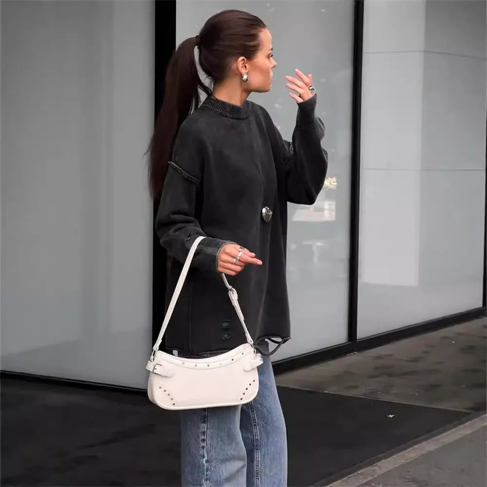 Toleet Women's Street Style christmas outfits Solid Color Pullover Sweater Autumn and Winter New 2024 round Neck Long Sleeve Bottoming Knitted Sweater