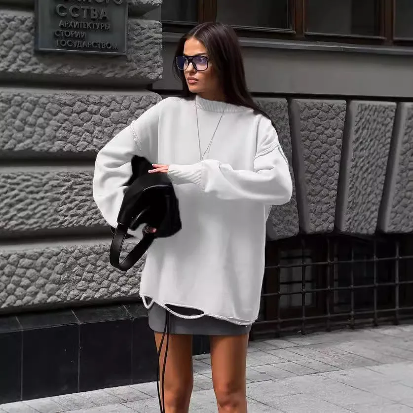 Toleet Women's Street Style christmas outfits Solid Color Pullover Sweater Autumn and Winter New 2024 round Neck Long Sleeve Bottoming Knitted Sweater