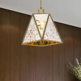 Traditional Silver/Clear Glass Triangle Hanging Lamp for Living Room with 1 Bulb