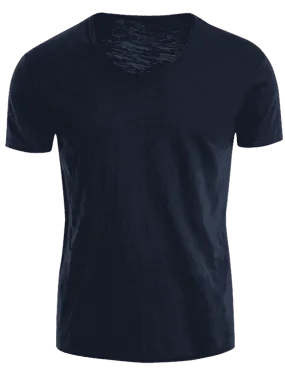 Trendy Mens V Neck Cotton Basic Tee