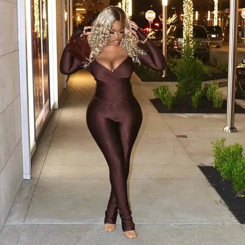 Trendy Two Piece Long Sleeve Top And Bottoms Set
