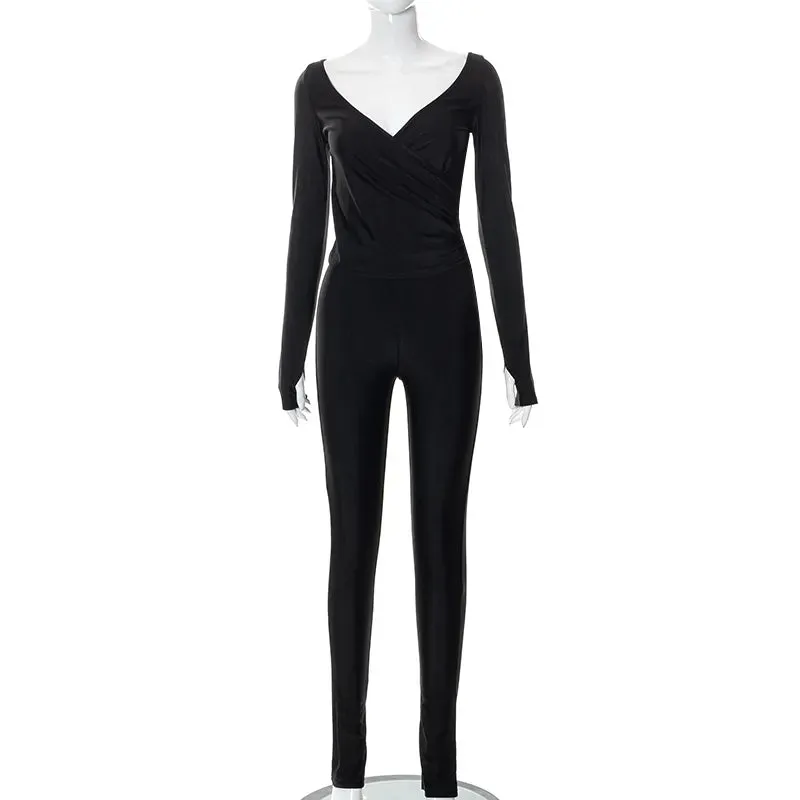 Trendy Two Piece Long Sleeve Top And Bottoms Set