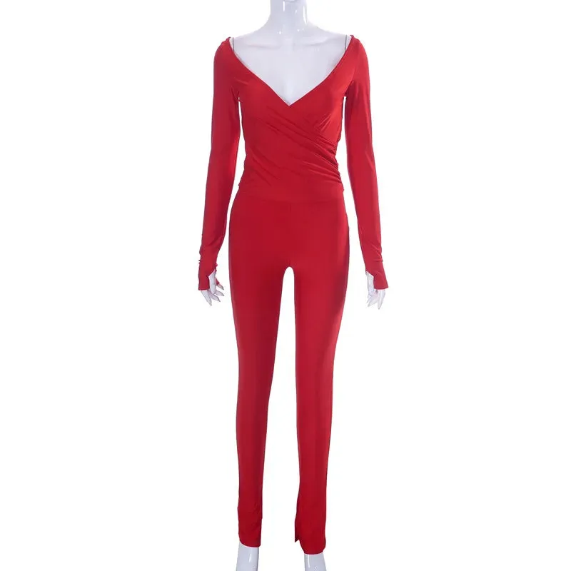 Trendy Two Piece Long Sleeve Top And Bottoms Set