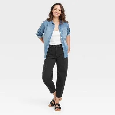 Universal Thread Women's High-Rise Cropped Balloon Jeans Curvy Fit
