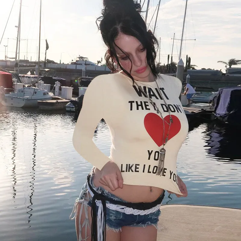 Uniwim 2000s fashion Autumn 2024 New T-shirt Style Simple Casual All-Match Printed Letter Long Sleeve Top for Women