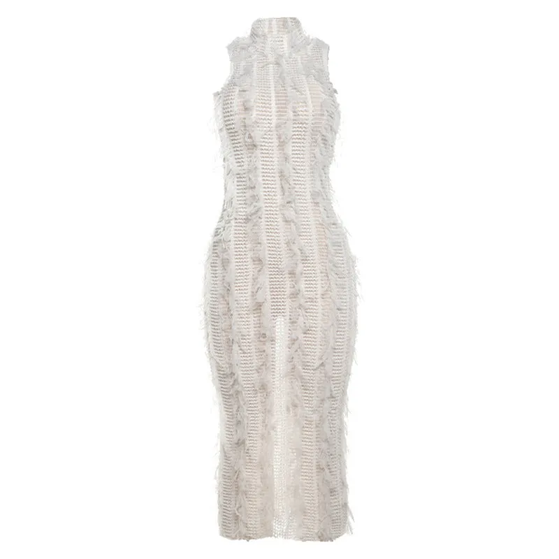 Uniwim birthday outfit Style Women's Clothing 2024 New Fashion Sexy Tassel Perspective Slim Temperament Elegant Perspective Mesh Dress