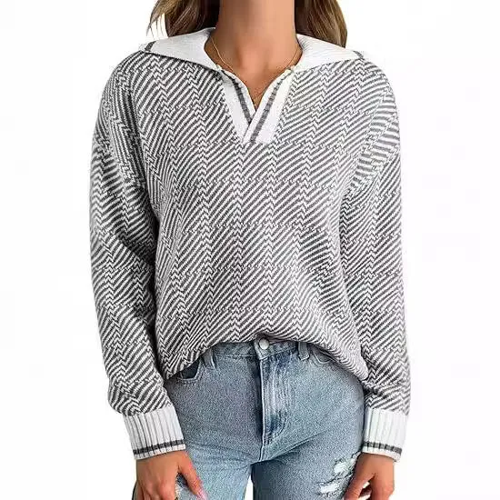 Uniwim fall outfits women 2024 Autumn and Winter Knitted Pullover Lapel Women's Clothing New Hot Selling TK Hot Selling Retro Pattern