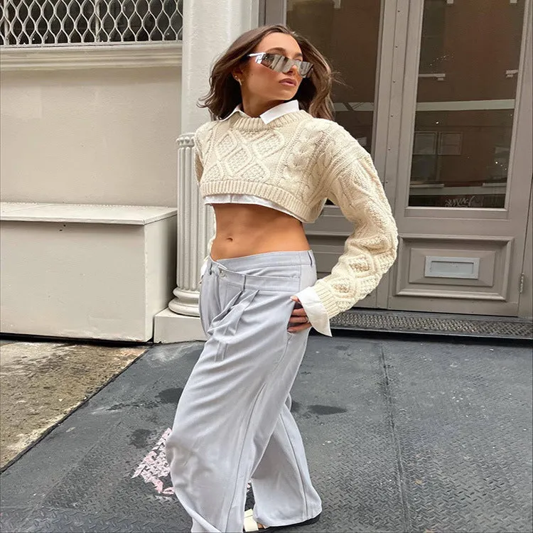 Uniwim going out outfits Hot Girl Women's Early Spring New Design Matching Sense Overlapping New Twist Knitted round Neck Pullover Top