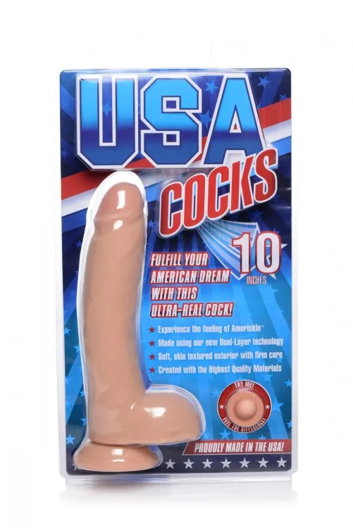 Usa Cocks 10in Ameriskin Dildo