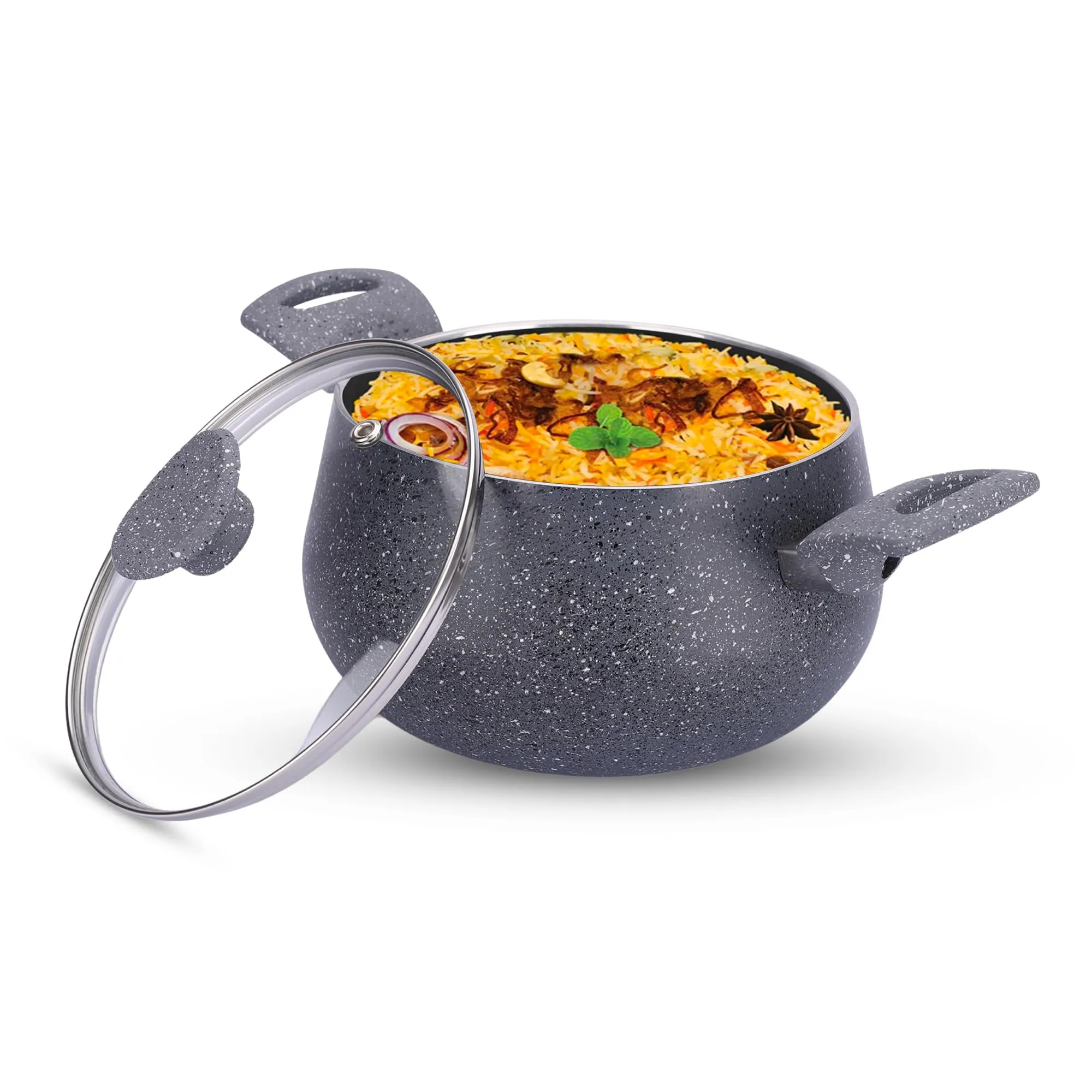 USHA SHRIRAM Non Stick Biryani Handi (5L) | Casserole with Lid | Aluminium Handi For Cooking | Biryani Pot | Cook N Serve Pot With Lid | Gas & Induction Handi | Cooking Handi Pot