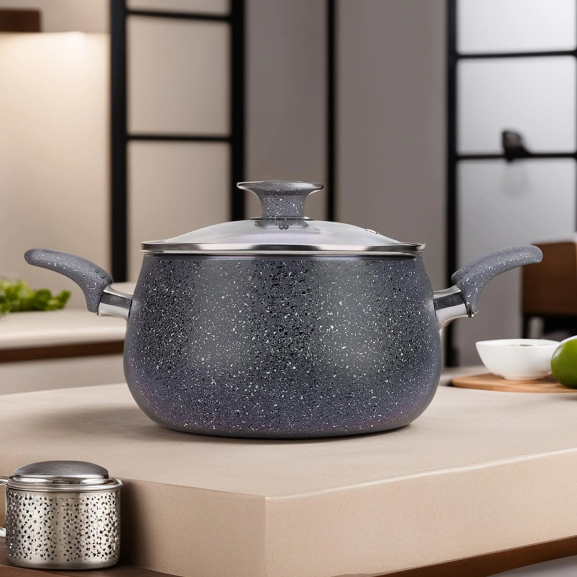 USHA SHRIRAM Non Stick Biryani Handi (5L) | Casserole with Lid | Aluminium Handi For Cooking | Biryani Pot | Cook N Serve Pot With Lid | Gas & Induction Handi | Cooking Handi Pot