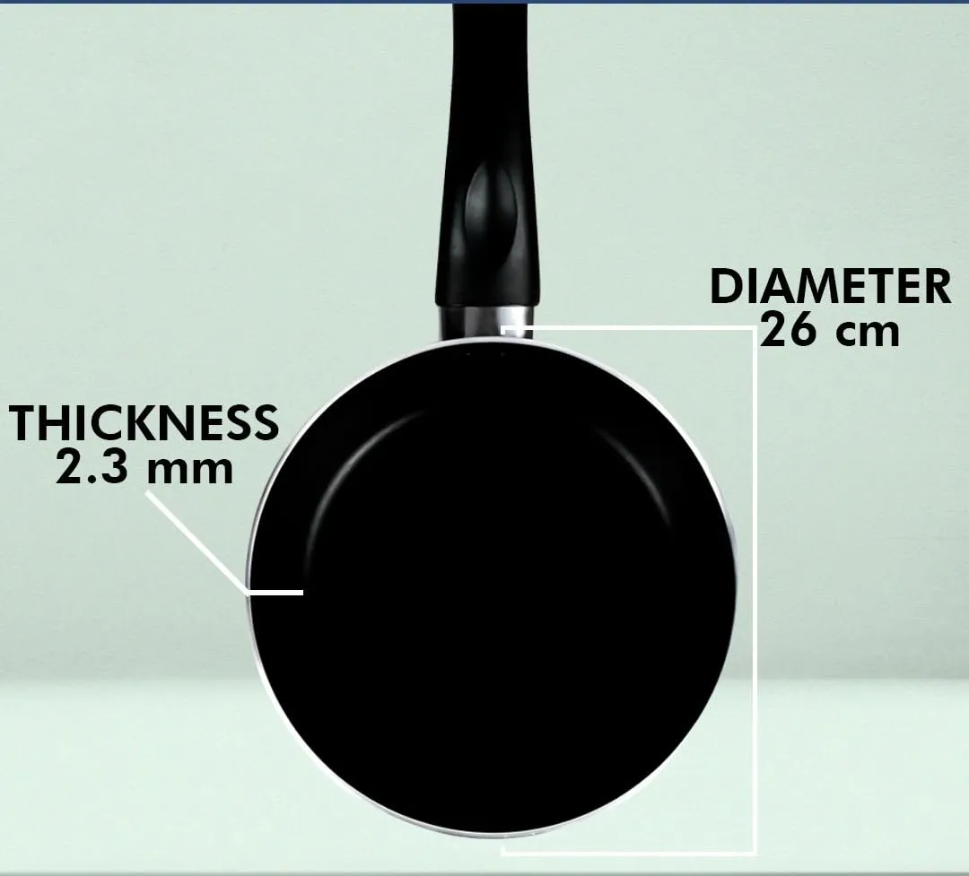 USHA SHRIRAM Non Stick Fry Pan (26cm) & Silicone Spatula Set (5Pcs) | Minimum Oil Usage | Non Stick Pan Cookware Set | Induction & Gas Fry Pan | Heat Resistant Sptaula Set| Wedding Diwali Gift Set