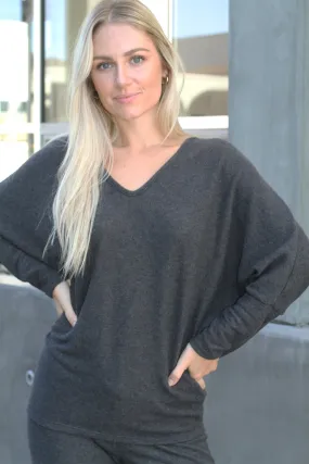 V Neck Sweater Charcoal