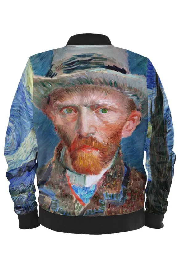 Van Gogh Starry Nights/Self-Portrait Men's Bomber Jacket