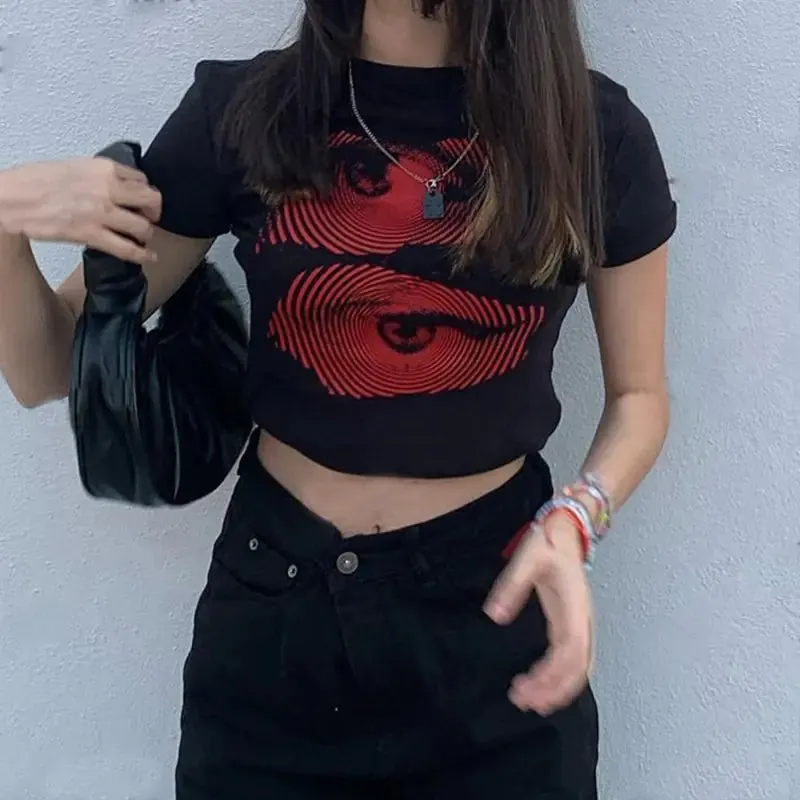 Vintage Goth Graphic Crop Top^