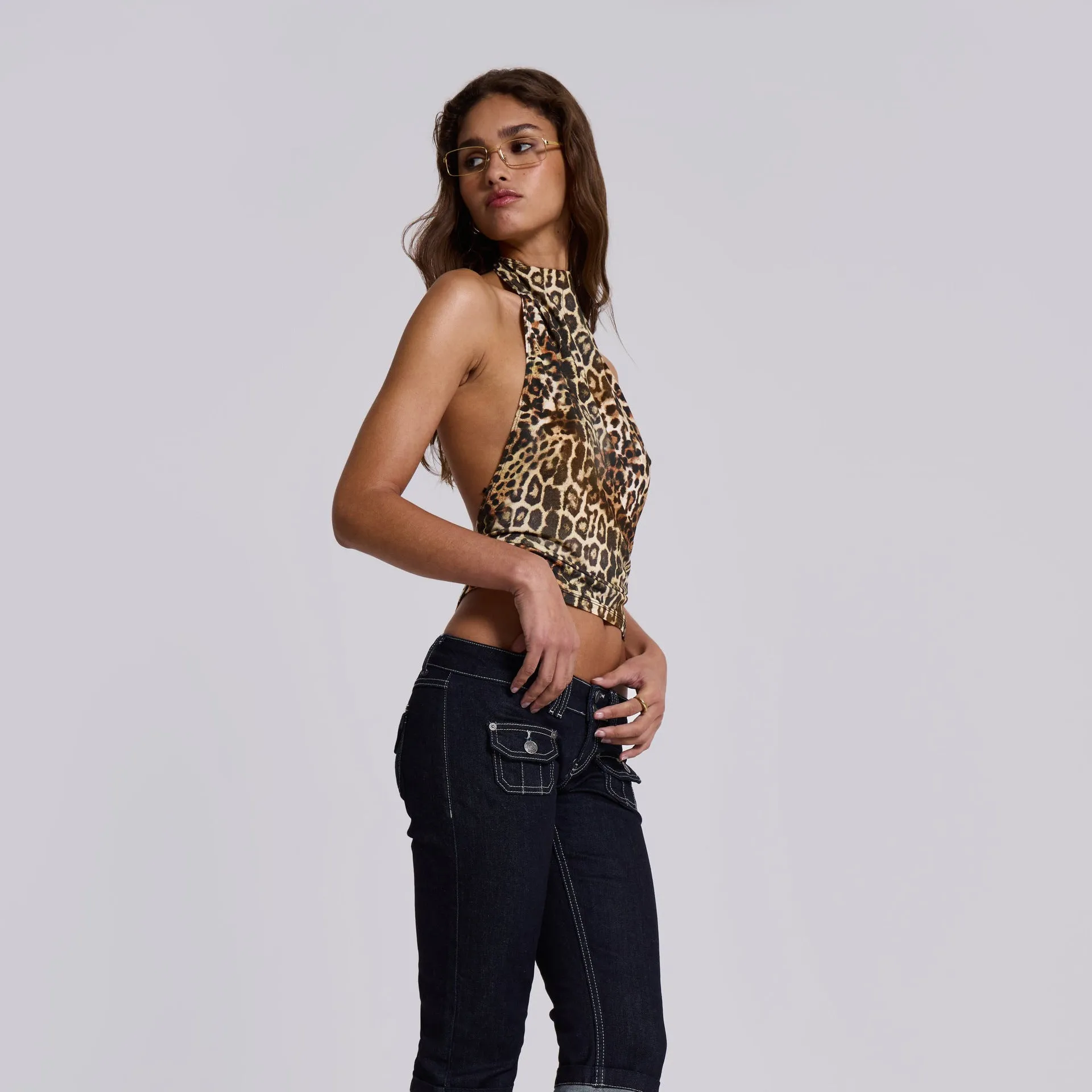 Wenkouban 2000s fashion Women's street style Leopard Print Halter Bottoming Vest for Top for Women
